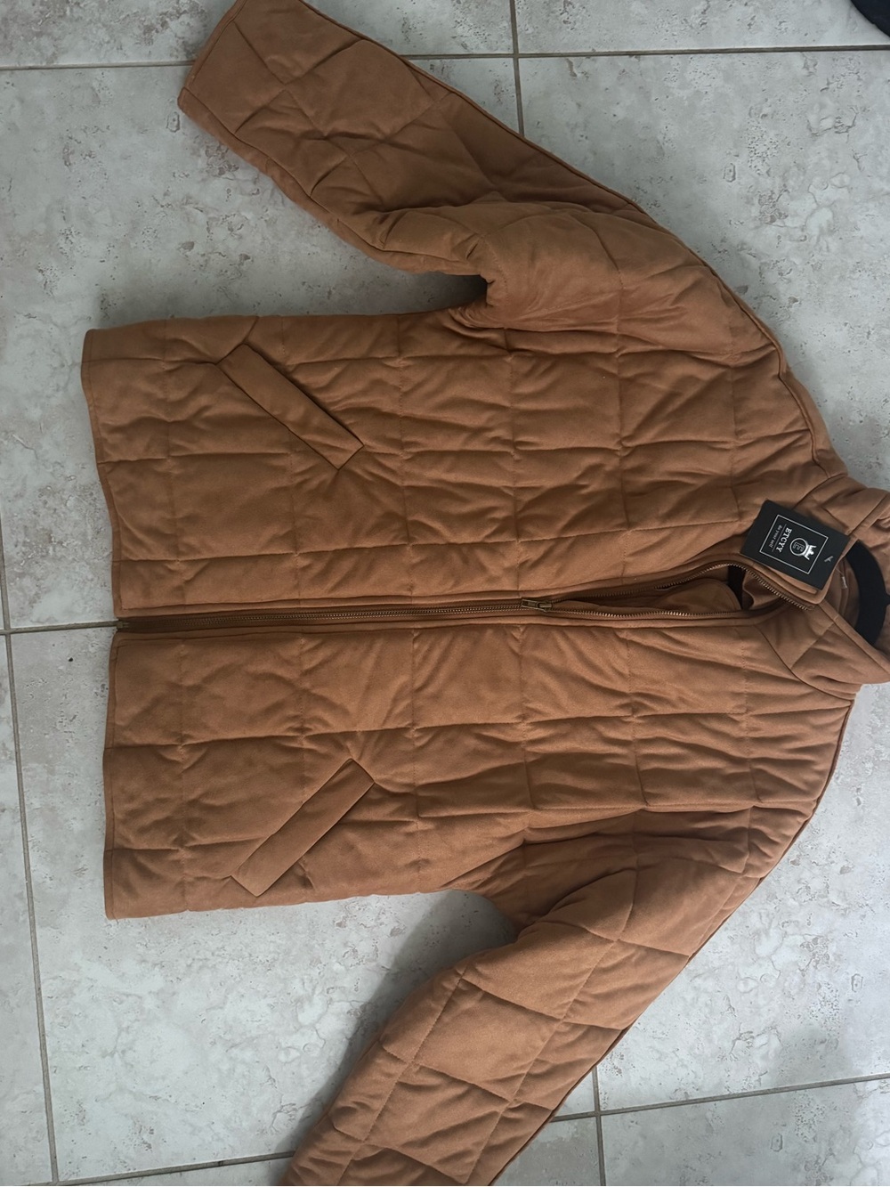 Women’s Quilted Caramel Jacket - Casual Zip Front